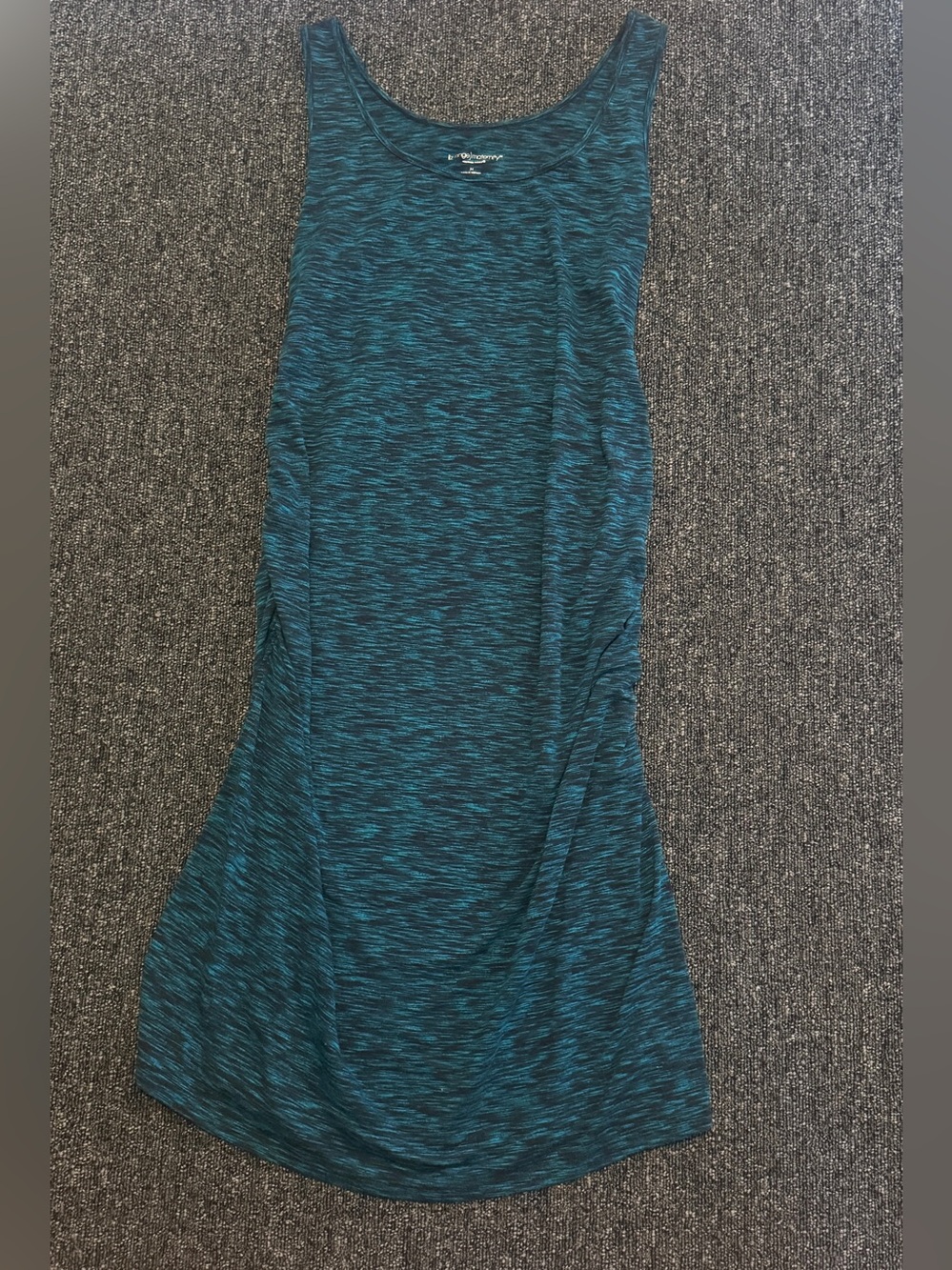 Liz Lange Maternity Heather Blue Space‎ Dye Ruched Tank Active Summer Dress Sz M